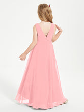 Modern Asymmetrical Junior Bridesmaid Dresses Cowl Neck Flamingo