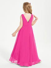 Modern Asymmetrical Junior Bridesmaid Dresses Cowl Neck Fuchsia