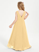 Modern Asymmetrical Junior Bridesmaid Dresses Cowl Neck Gold