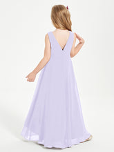 Modern Asymmetrical Junior Bridesmaid Dresses Cowl Neck Lilac