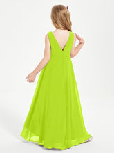 Modern Asymmetrical Junior Bridesmaid Dresses Cowl Neck Lime Green