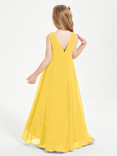 Modern Asymmetrical Junior Bridesmaid Dresses Cowl Neck Marigold