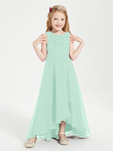 Modern Asymmetrical Junior Bridesmaid Dresses Cowl Neck Mint Green