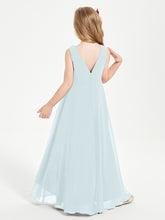 Modern Asymmetrical Junior Bridesmaid Dresses Cowl Neck Mist