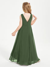 Modern Asymmetrical Junior Bridesmaid Dresses Cowl Neck Olive Green