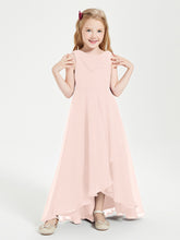 Modern Asymmetrical Junior Bridesmaid Dresses Cowl Neck Pearl Pink