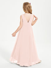 Modern Asymmetrical Junior Bridesmaid Dresses Cowl Neck Pearl Pink