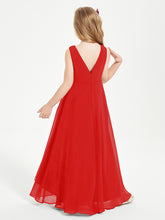 Modern Asymmetrical Junior Bridesmaid Dresses Cowl Neck Red