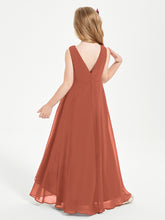 Modern Asymmetrical Junior Bridesmaid Dresses Cowl Neck Rust