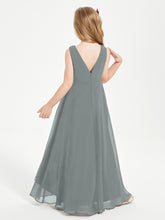 Modern Asymmetrical Junior Bridesmaid Dresses Cowl Neck Steel Grey