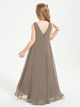 Modern Asymmetrical Junior Bridesmaid Dresses Cowl Neck Taupe