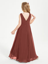 Modern Asymmetrical Junior Bridesmaid Dresses Cowl Neck Terracotta