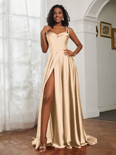 Cowl Neck A-Line Dress With Slit Champagne