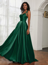 Cowl Neck A-Line Dress With Slit Dark Green