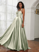 Cowl Neck A-Line Dress With Slit Dusty Sage