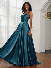 Cowl Neck A-Line Dress With Slit Ink Blue