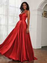 Cowl Neck A-Line Dress With Slit Red