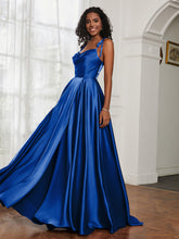 Cowl Neck A-Line Dress With Slit Royal Blue