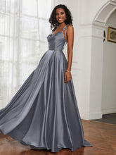 Cowl Neck A-Line Dress With Slit Steel Grey
