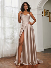 Cowl Neck A-Line Dress With Slit Taupe