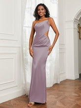 One Shoulder Pleated Floor-Length Dress Dusk