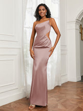 One Shoulder Pleated Floor-Length Dress Dusty Rose