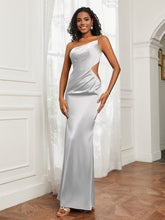 One Shoulder Pleated Floor-Length Dress Ivory