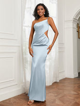 One Shoulder Pleated Floor-Length Dress Mist