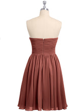 Strapless Sweetheart Neck Short Bridesmaid Gown Terracotta