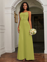 Lace Appliqued Backless Chiffon A-Line Dress Clover