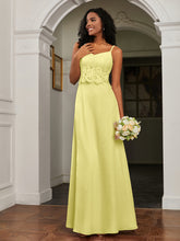Lace Appliqued Backless Chiffon A-Line Dress Daffodil