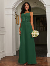 Lace Appliqued Backless Chiffon A-Line Dress Dark Green