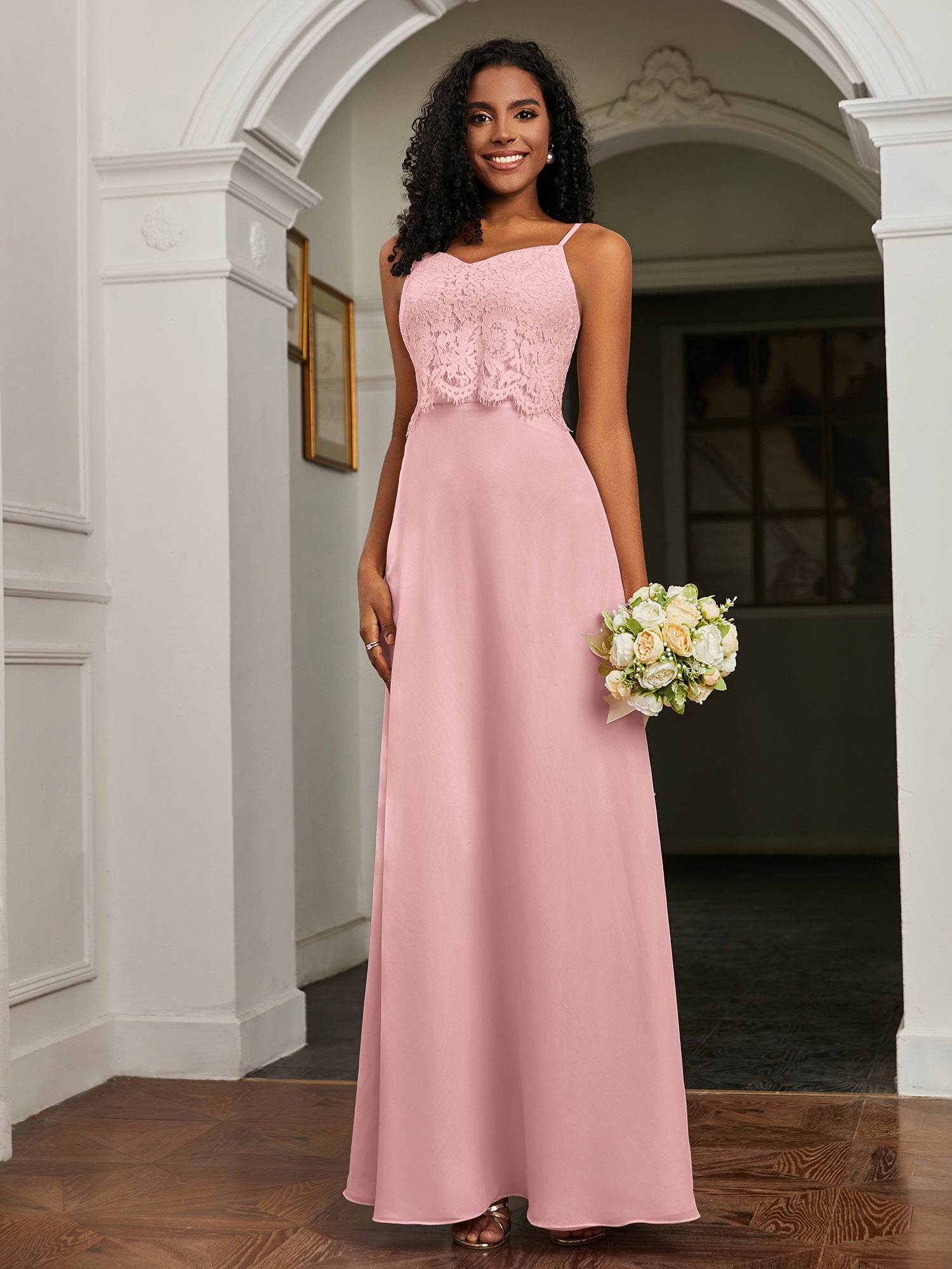 One Shoulder Short Dresses with Lace Bodice Dusty Rose Plus Size