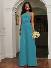 Lace Appliqued Backless Chiffon A-Line Dress Jade
