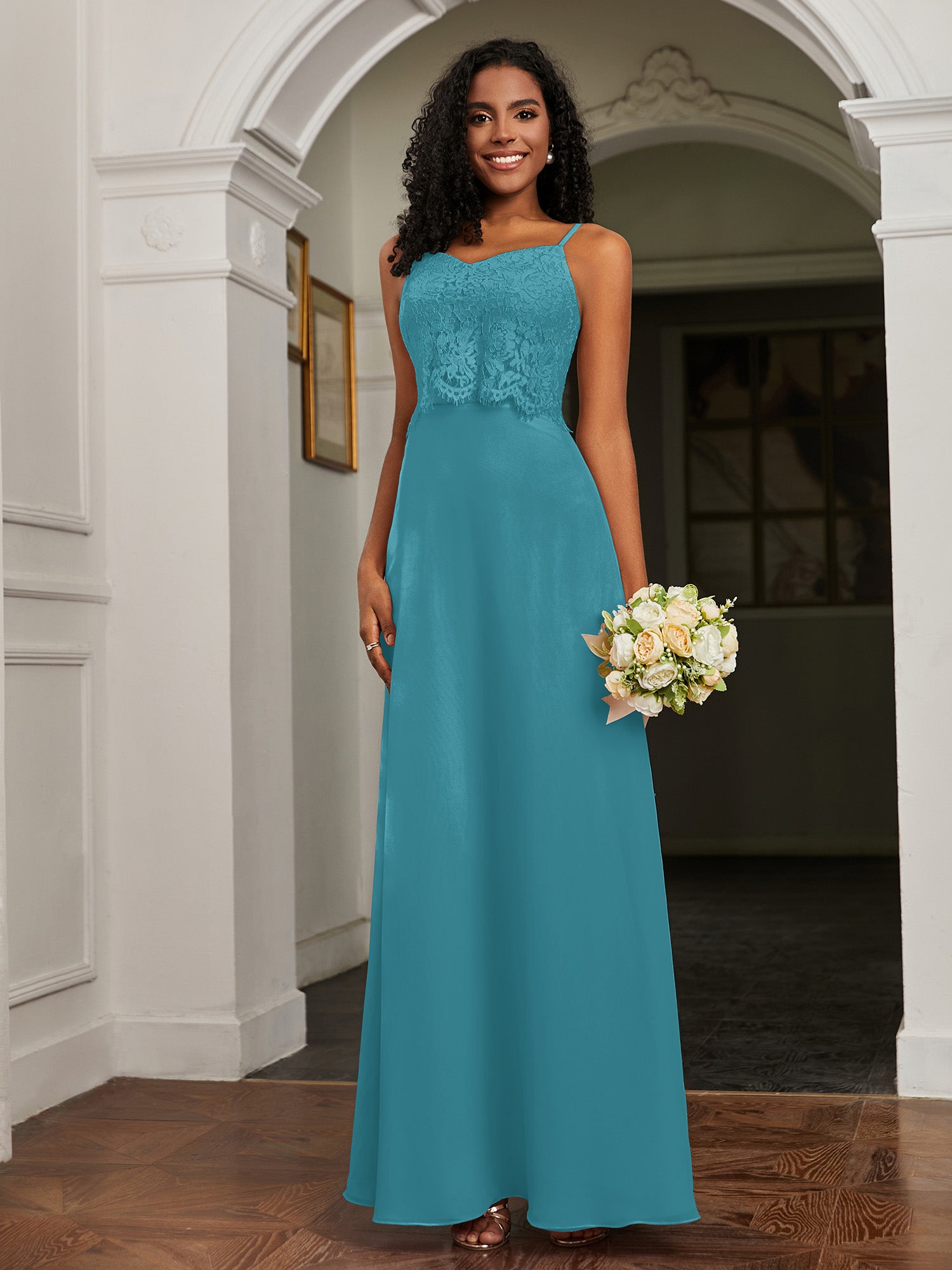 Single Shoulder Knee-length Chiffon Dresses Jade Plus Size main image 1