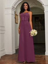 Lace Appliqued Backless Chiffon A-Line Dress Mulberry
