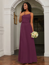 Lace Appliqued Backless Chiffon A-Line Dress Mulberry