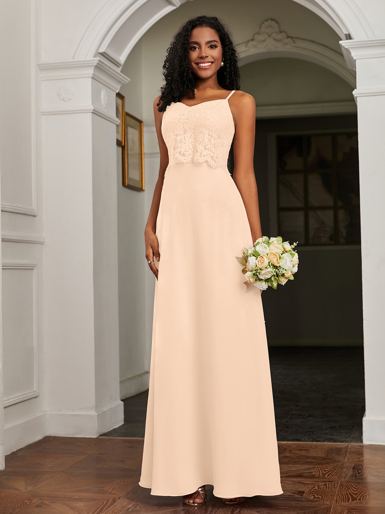 Sheath Strapless Floor Length Chiffon Dresses Peach Plus Size