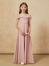 Off-the-shoulder A-Line Junior Bridesmaid Dresses Dusty Rose
