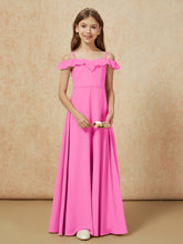Off-the-shoulder A-Line Junior Bridesmaid Dresses Azalea