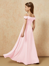Off-the-shoulder A-Line Junior Bridesmaid Dresses Blushing Pink