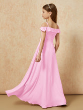 Off-the-shoulder A-Line Junior Bridesmaid Dresses Candy Pink