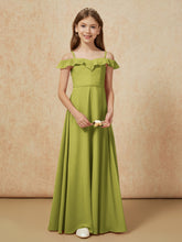 Off-the-shoulder A-Line Junior Bridesmaid Dresses Clover