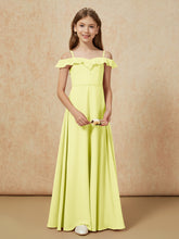 Off-the-shoulder A-Line Junior Bridesmaid Dresses Daffodil