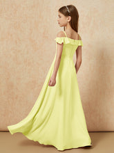 Off-the-shoulder A-Line Junior Bridesmaid Dresses Daffodil