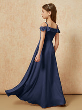 Off-the-shoulder A-Line Junior Bridesmaid Dresses Dark Navy