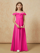 Off-the-shoulder A-Line Junior Bridesmaid Dresses Fuchsia