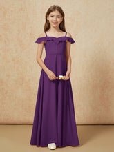 Off-the-shoulder A-Line Junior Bridesmaid Dresses Grape
