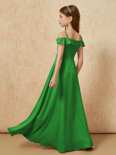 Off-the-shoulder A-Line Junior Bridesmaid Dresses Green