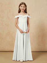 Off-the-shoulder A-Line Junior Bridesmaid Dresses Ivory